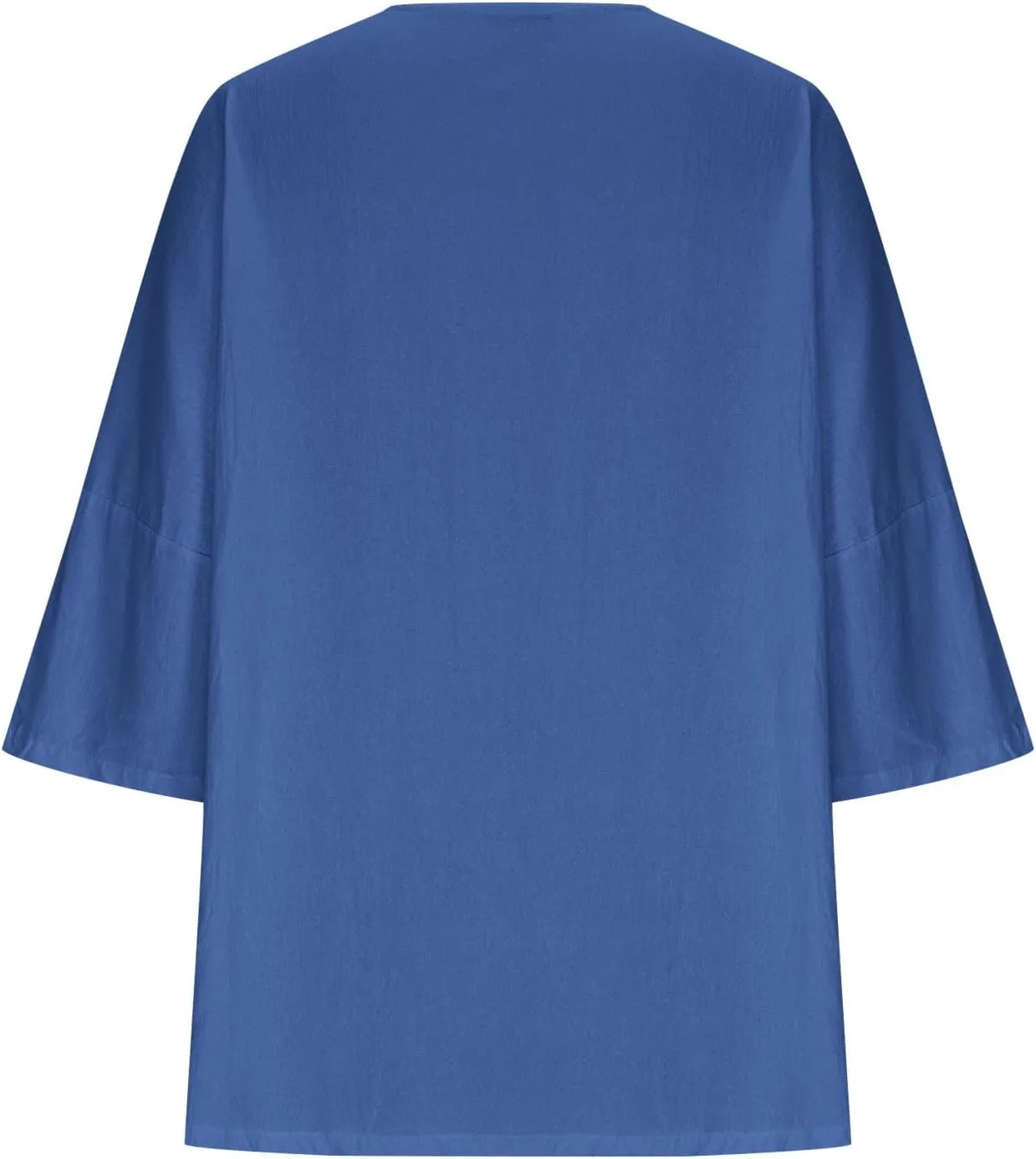 Cotton Linen Tops for Women Plus Size 3/4 Sleeve Casual Summer Blouse T Shirt Fashion Side Split Loose Tunic Shirts