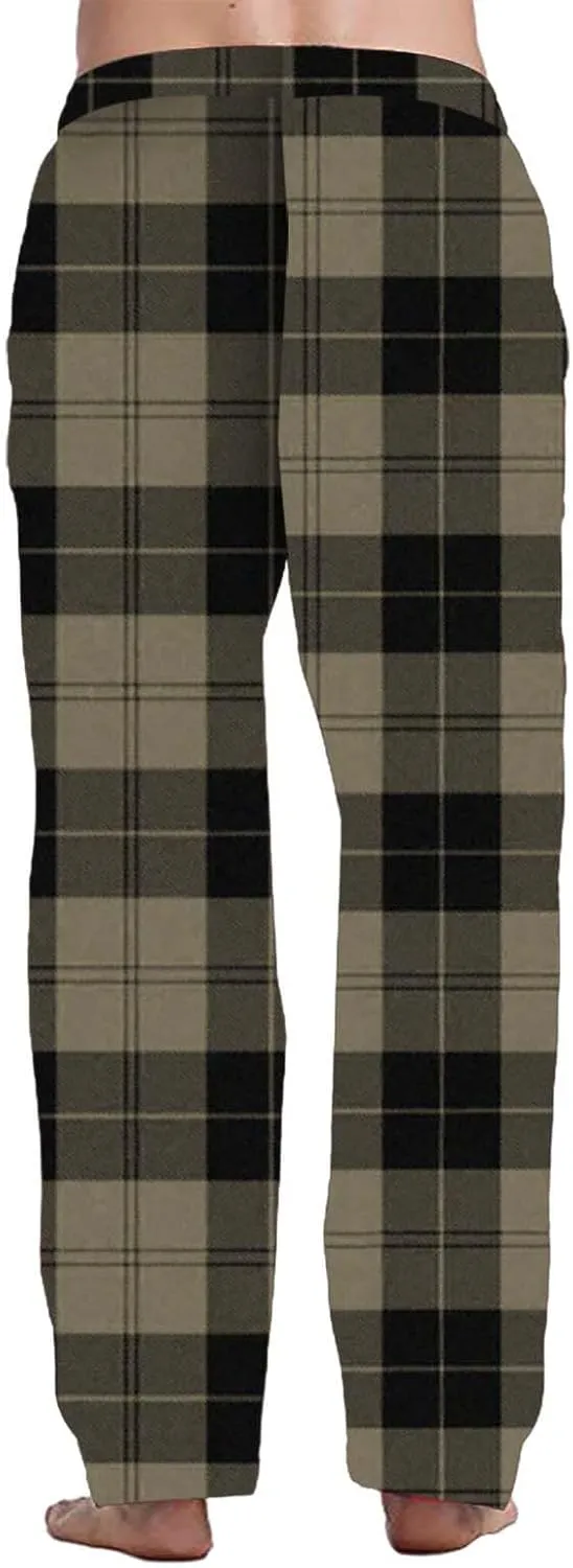 CRNTCEM Mens Plaid Pajamas Pants Straight Leg Lounge PJ Bottoms Pants Drawstring Cotton Sleepwear Flannel Checked Trousers