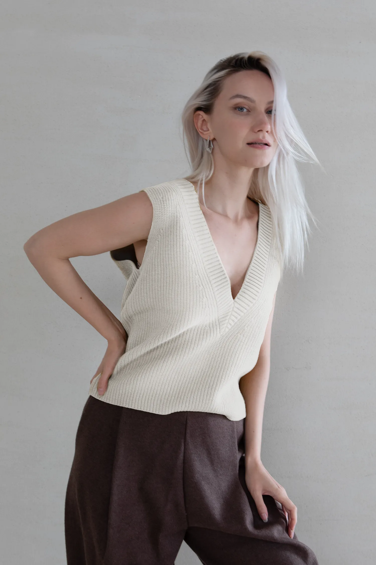 Deep V-Neck Sweater Vest