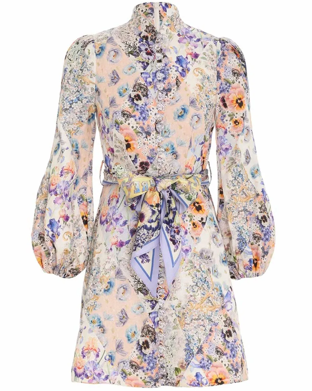 Diamond Splice Floral Tama Belted Mini Dress