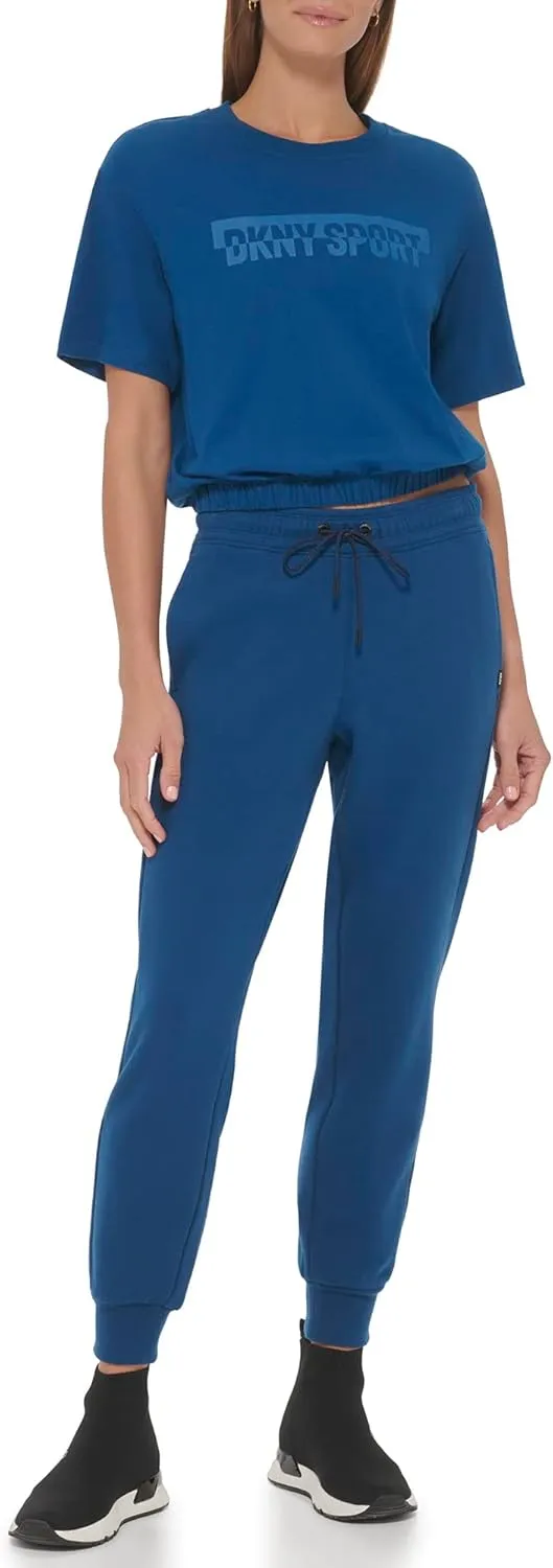 DKNY Women's Drop Out Logo Tee Cropped