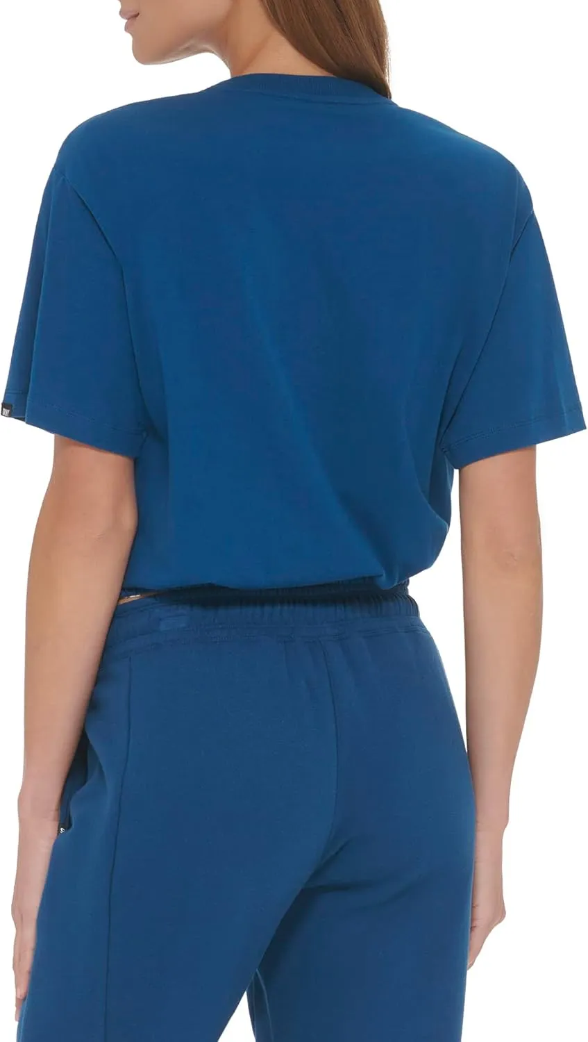 DKNY Women's Drop Out Logo Tee Cropped