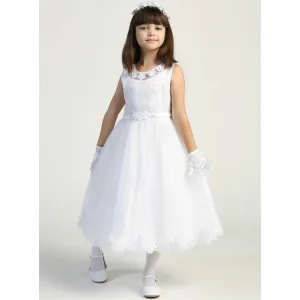 Embroidered Tulle Dress with Flower Appliqués