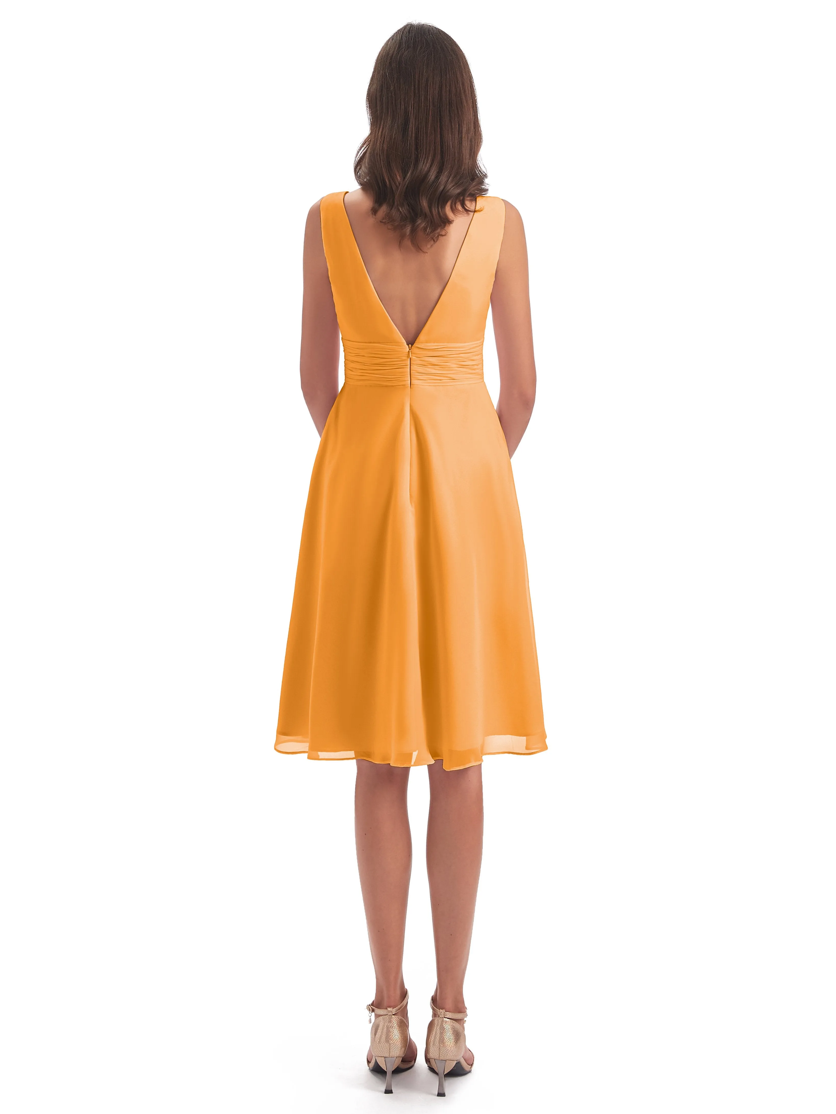 Emilia Delightful V-neck High-Low Bridesmaid Dresses