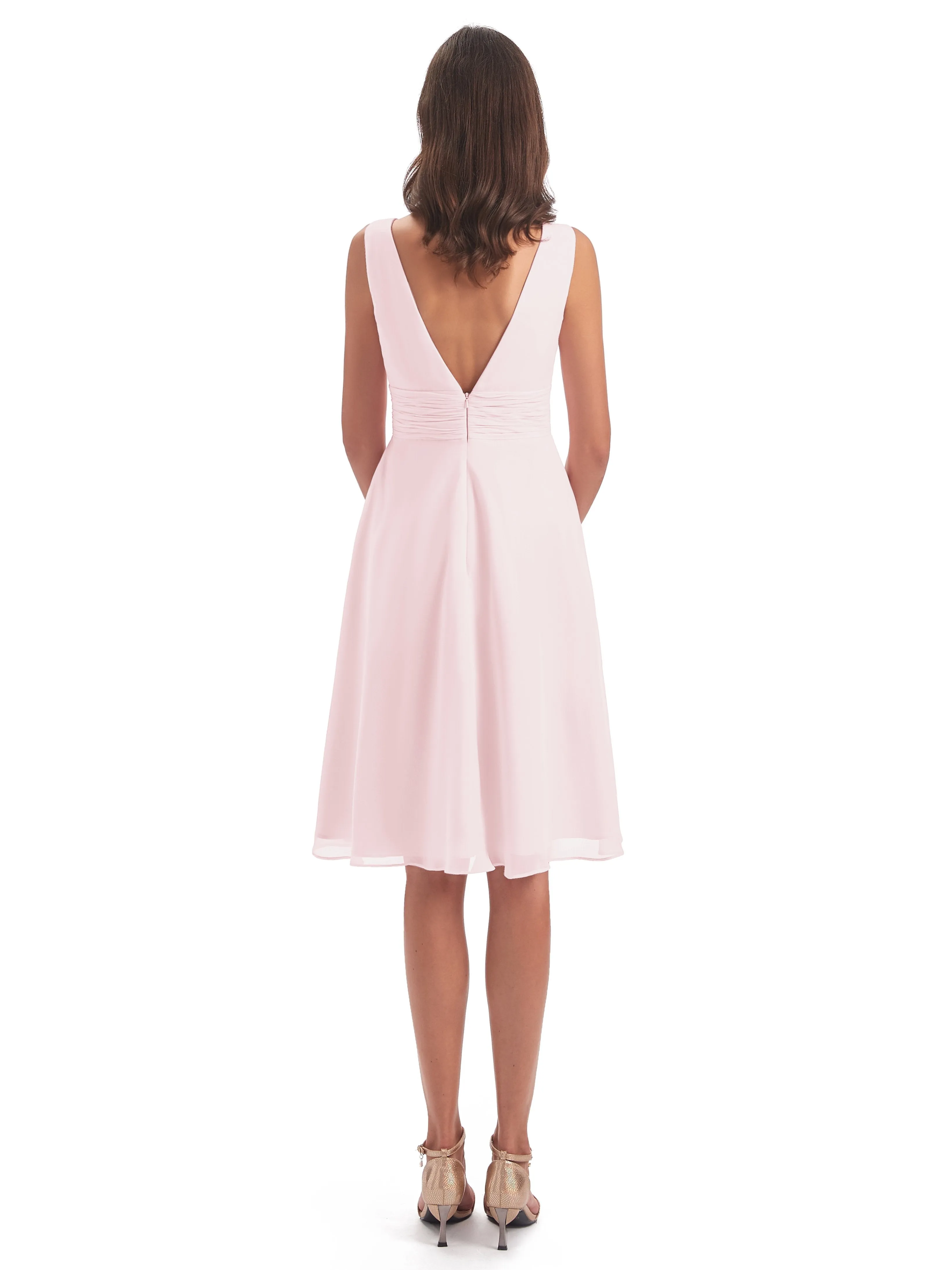 Emilia Delightful V-neck High-Low Bridesmaid Dresses