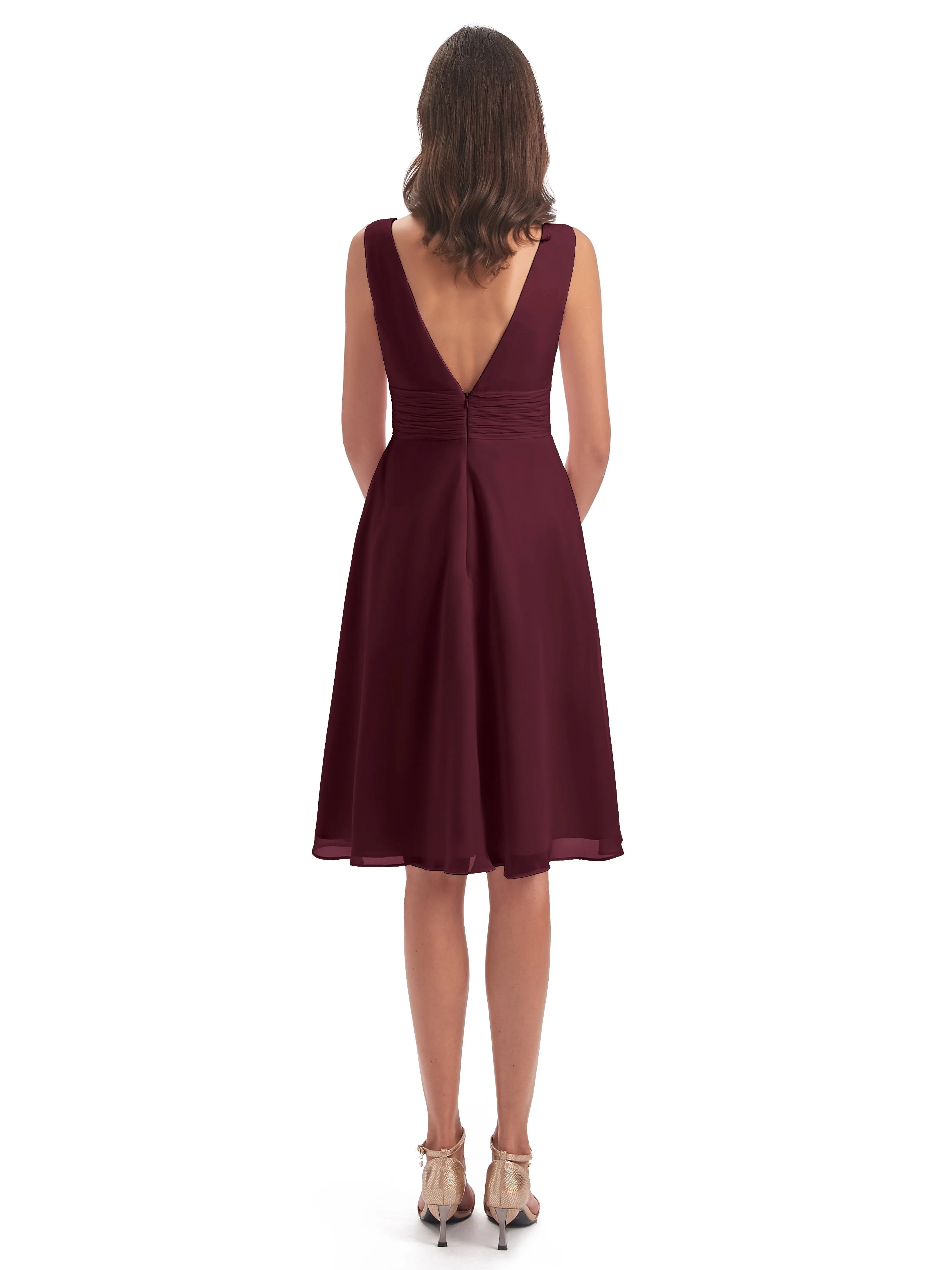 Emilia Delightful V-neck High-Low Bridesmaid Dresses