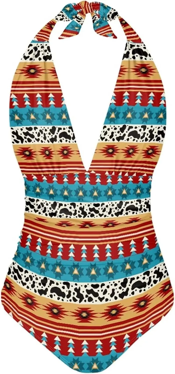 Flashideas One Piece Swimsuit Women Sexy Tummy Control One Piece Swimsuits V Neck Swimwear