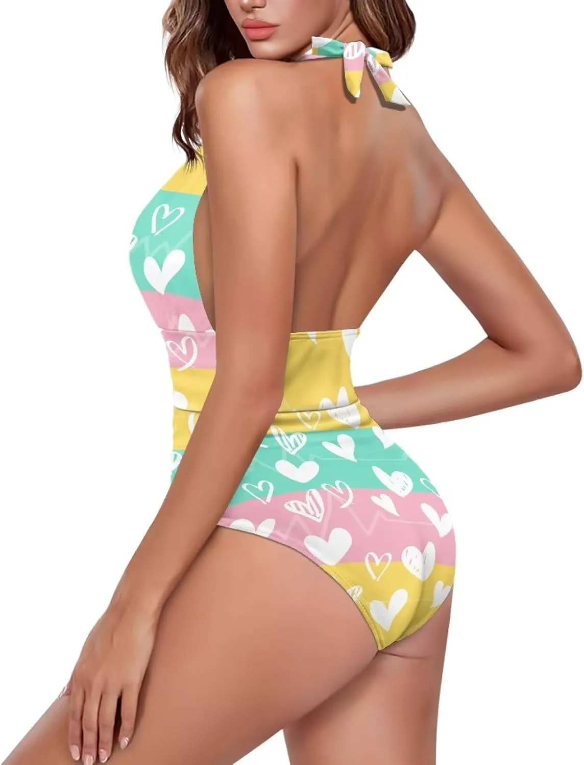 Flashideas One Piece Swimsuit Women Sexy Tummy Control One Piece Swimsuits V Neck Swimwear