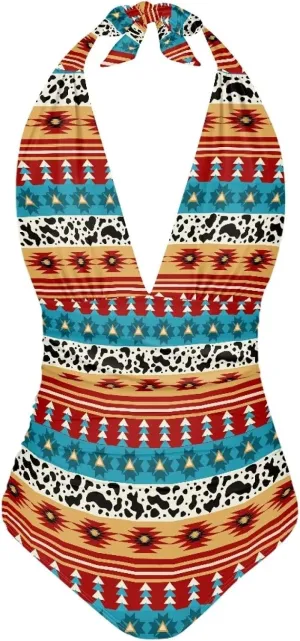 Flashideas One Piece Swimsuit Women Sexy Tummy Control One Piece Swimsuits V Neck Swimwear
