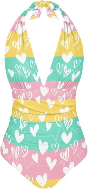 Flashideas One Piece Swimsuit Women Sexy Tummy Control One Piece Swimsuits V Neck Swimwear