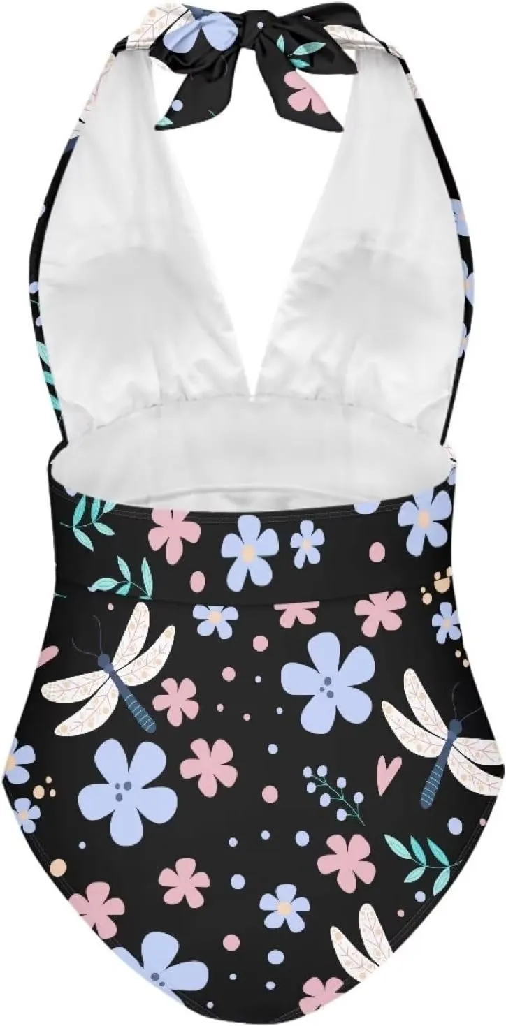 Flashideas One Piece Swimsuit Women Sexy Tummy Control One Piece Swimsuits V Neck Swimwear