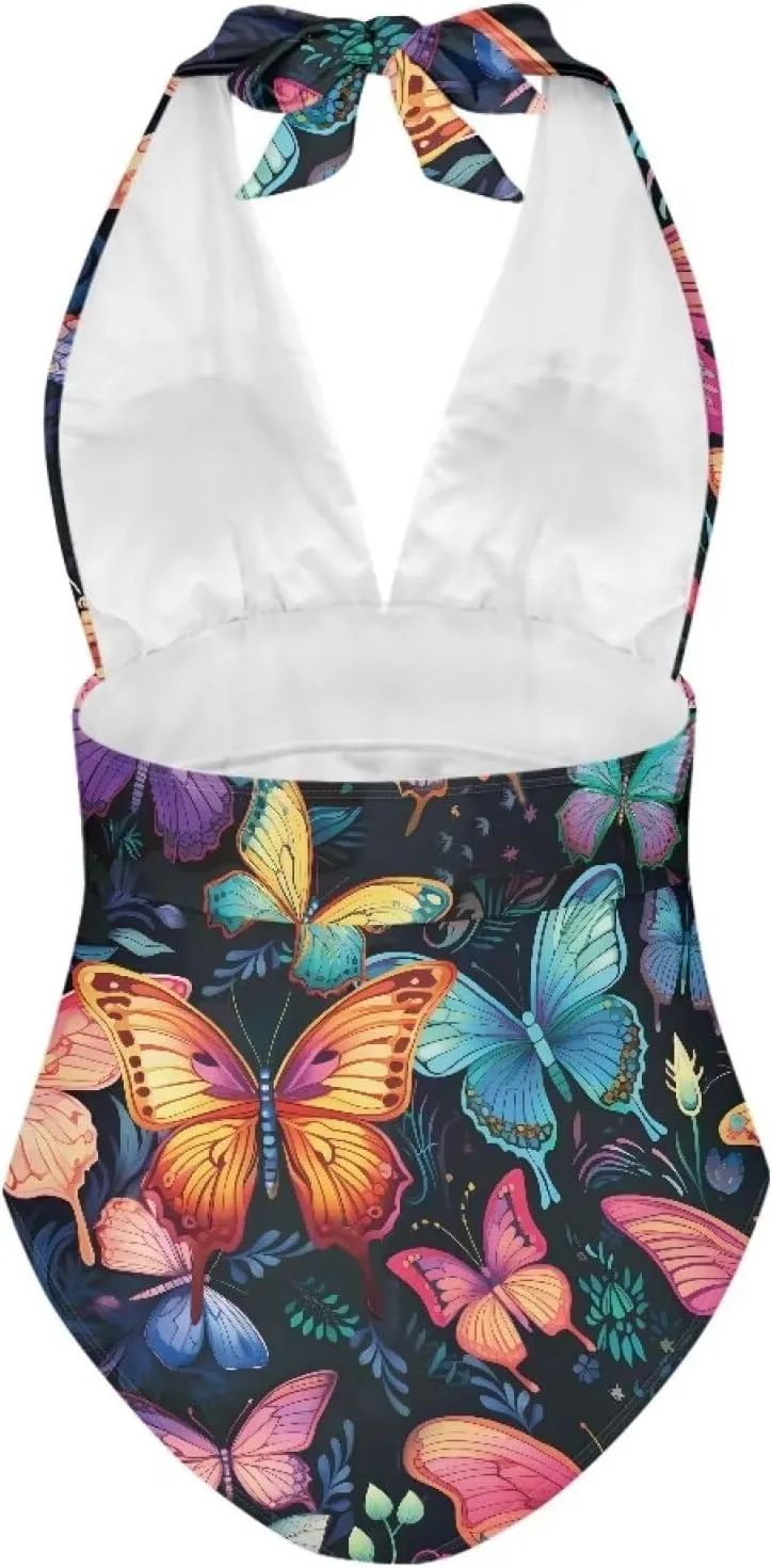 Flashideas One Piece Swimsuit Women Sexy Tummy Control One Piece Swimsuits V Neck Swimwear