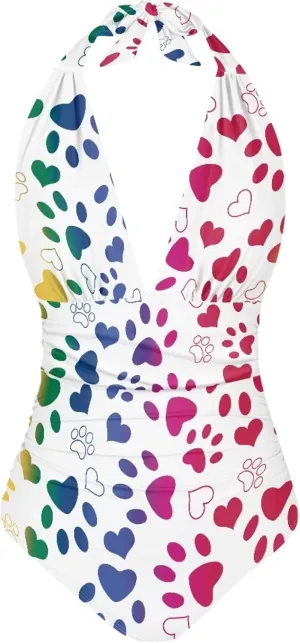 Flashideas One Piece Swimsuit Women Sexy Tummy Control One Piece Swimsuits V Neck Swimwear