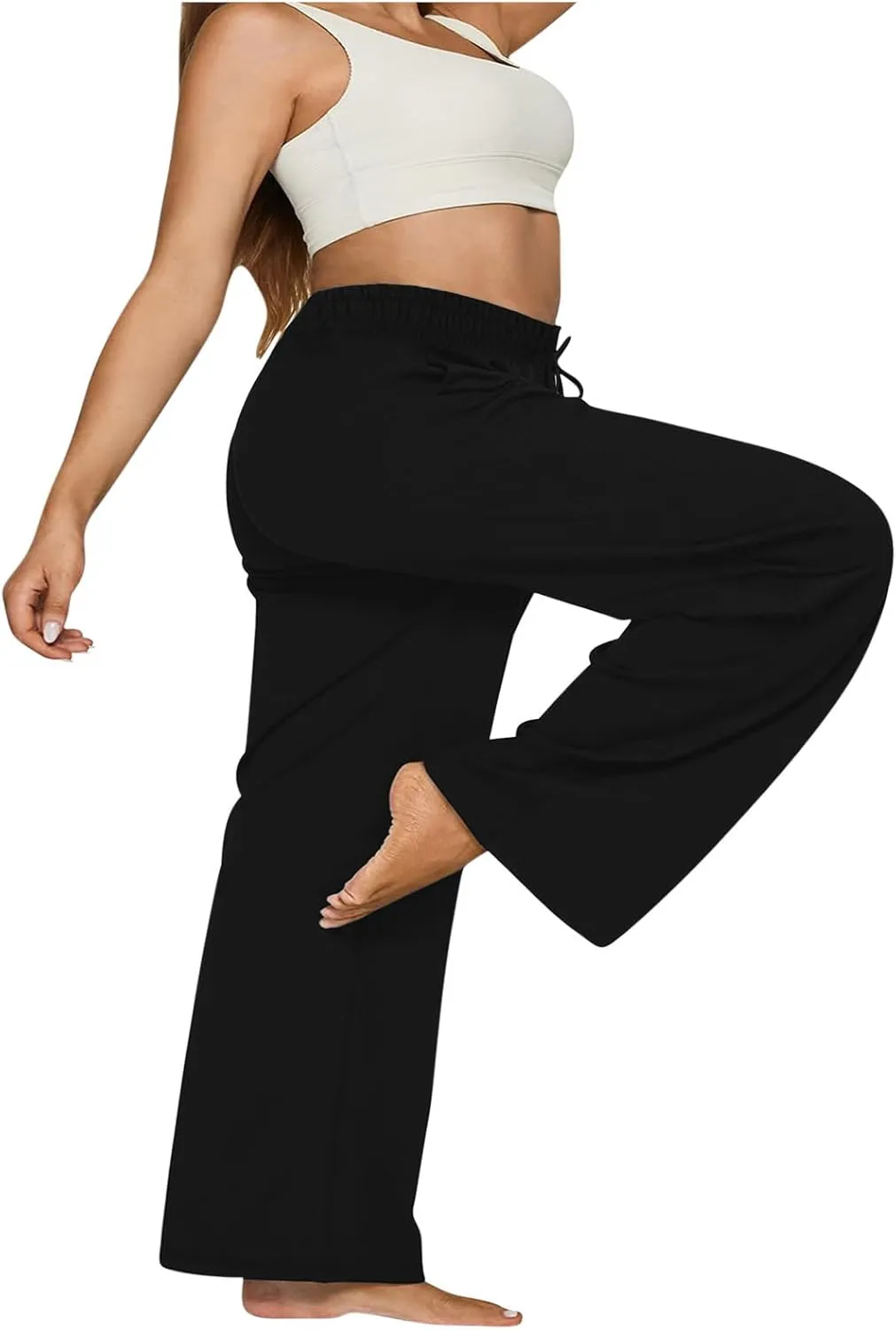 Fleece Lined Harem Pants for Ladies Yoga Sports Dance Lounge Pants Comfort High Waisted Athletic Pants with Pockets