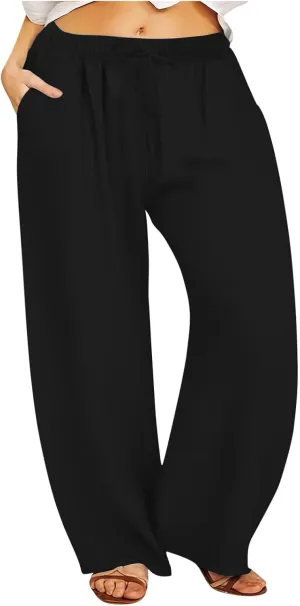 Fleece Lined Harem Pants for Ladies Yoga Sports Dance Lounge Pants Comfort High Waisted Athletic Pants with Pockets