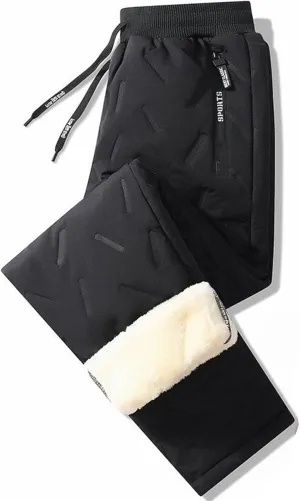 Fleeceactive - Unisex Fleece-Lined Waterproof Pants, Unisex Fleece Jogging Bottoms Winter Warm Fuzzy Leggings Sweatpants