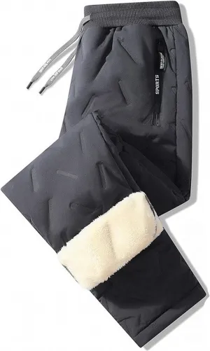 Fleeceactive - Unisex Fleece-Lined Waterproof Pants, Unisex Fleece Jogging Bottoms Winter Warm Fuzzy Leggings Sweatpants