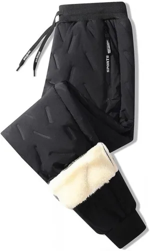Fleeceactive - Unisex Fleece-Lined Waterproof Pants, Unisex Fleece Jogging Bottoms Winter Warm Fuzzy Leggings Sweatpants