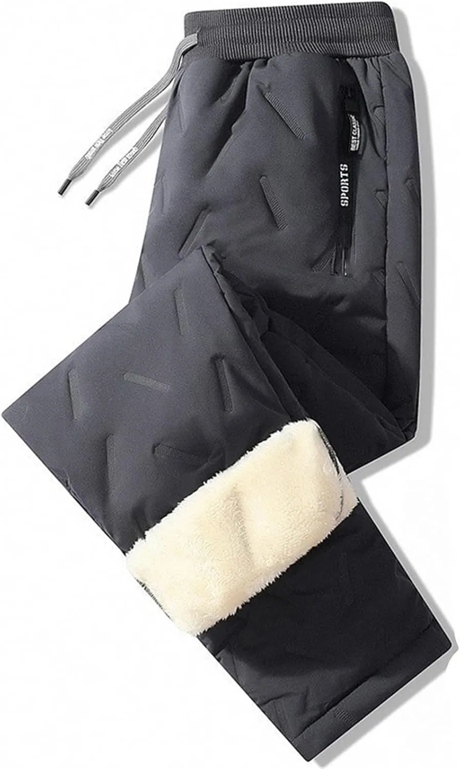 Fleeceactive - Unisex Fleece-Lined Waterproof Pants, Unisex Fleece Jogging Bottoms Winter Warm Fuzzy Leggings Sweatpants