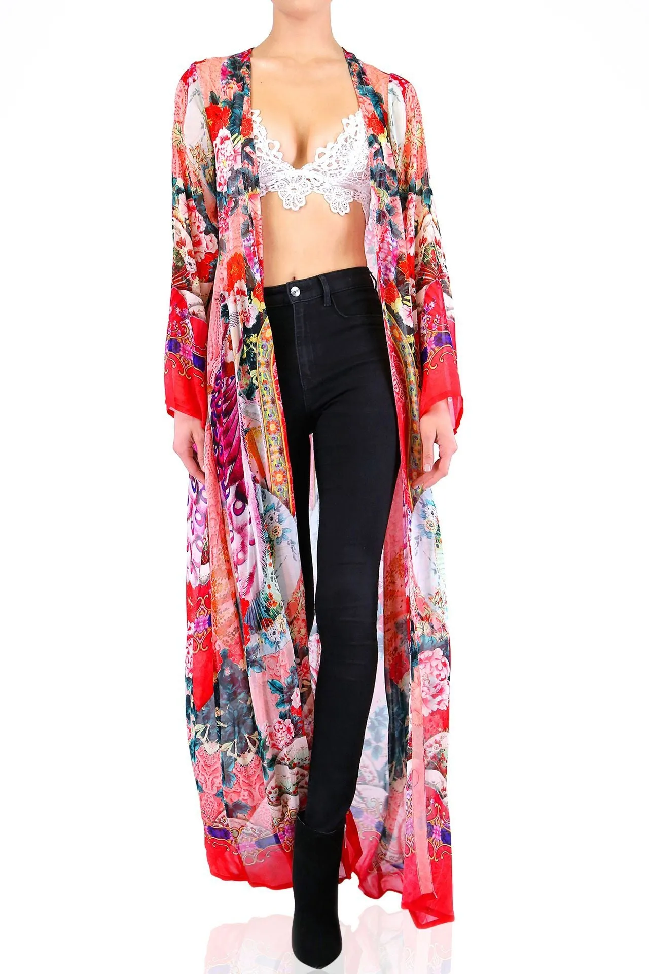 Floral Print Duster Jacket