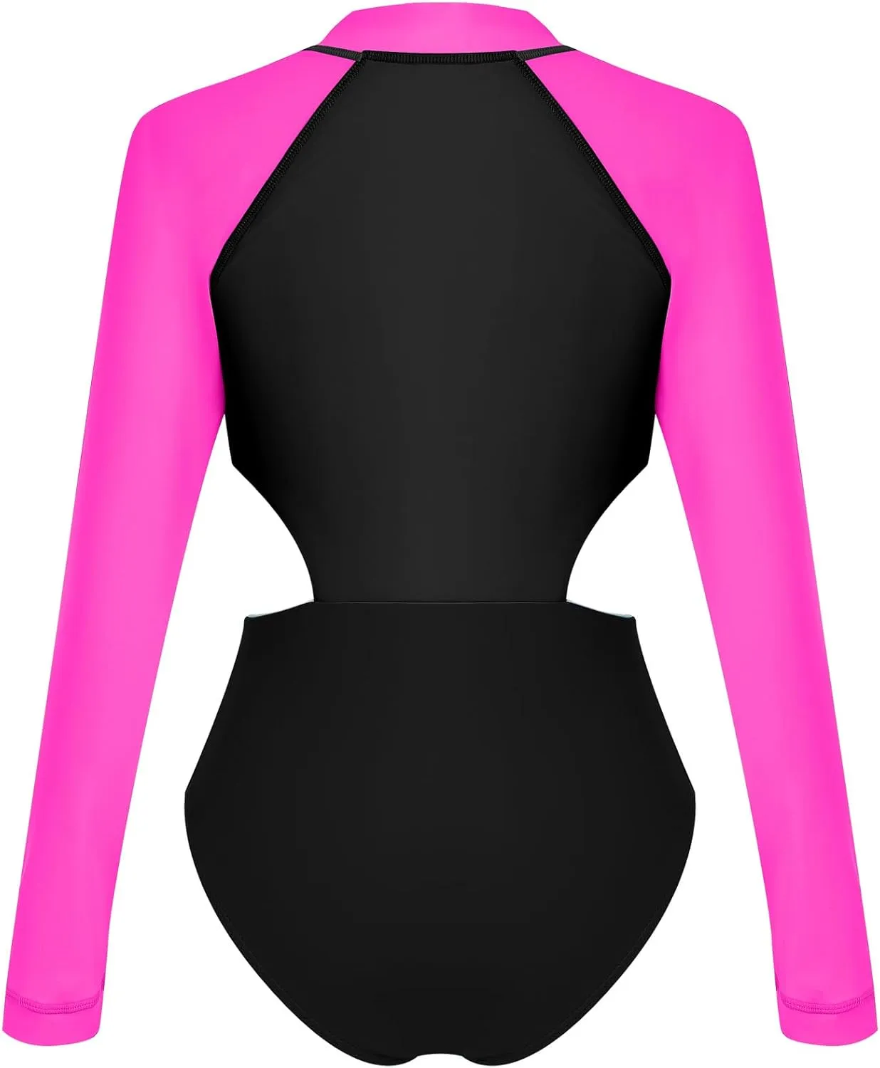 FYMNSI One Piece Bathing Suit Tummy Control Swimsuits Long Sleeve Zip Front Rash Guard Monokini Swimwear Surfing Swim Suit