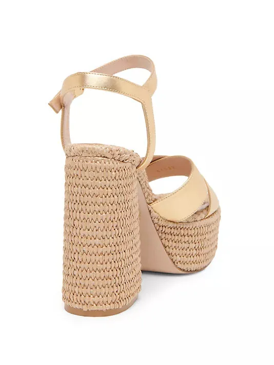 G3152270RIC BEBE leather and Raffia platform sandal