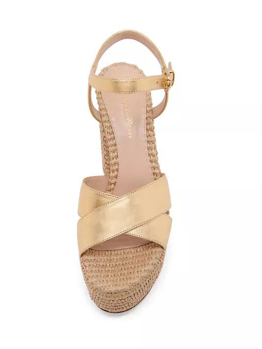 G3152270RIC BEBE leather and Raffia platform sandal