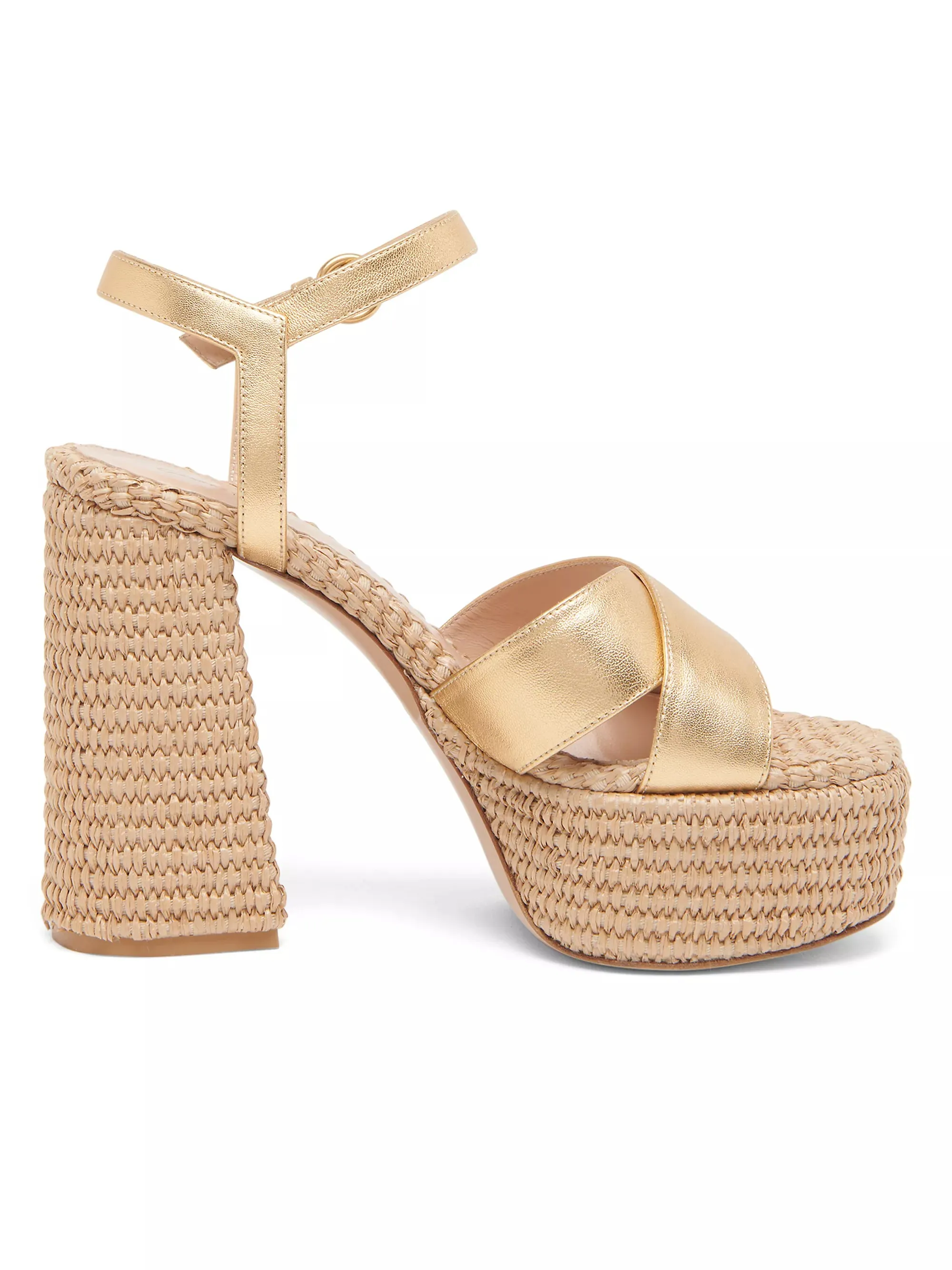 G3152270RIC BEBE leather and Raffia platform sandal