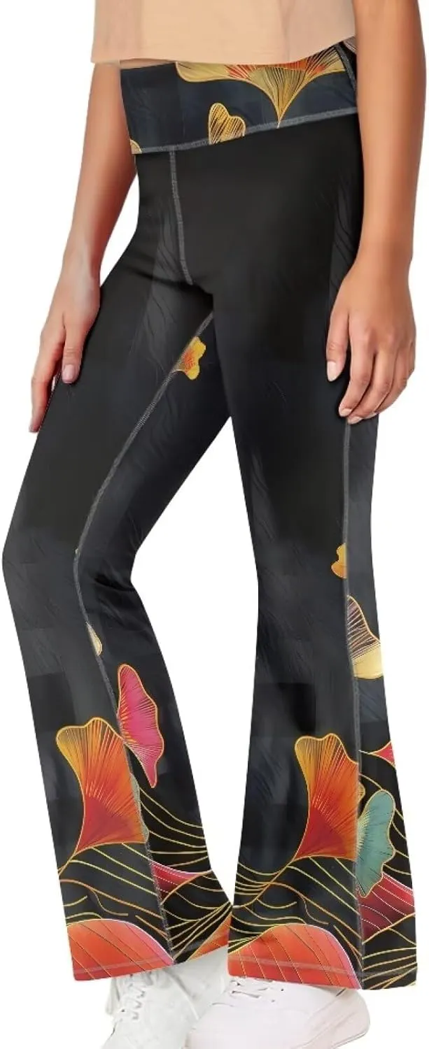 Girls' Flare Leggings Size 5-14T High Waisted Bottoms Pants Yoga Pants Casual Leggings for Girls