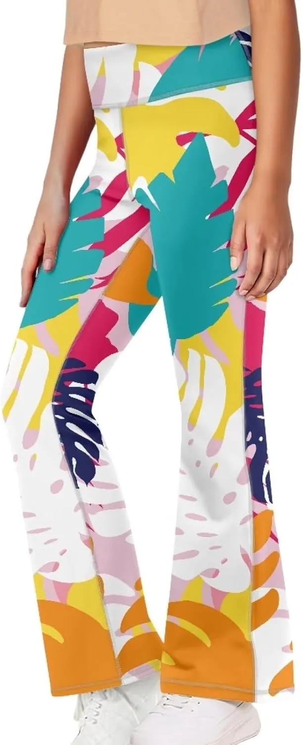 Girls' Flare Leggings Size 5-14T High Waisted Bottoms Pants Yoga Pants Casual Leggings for Girls