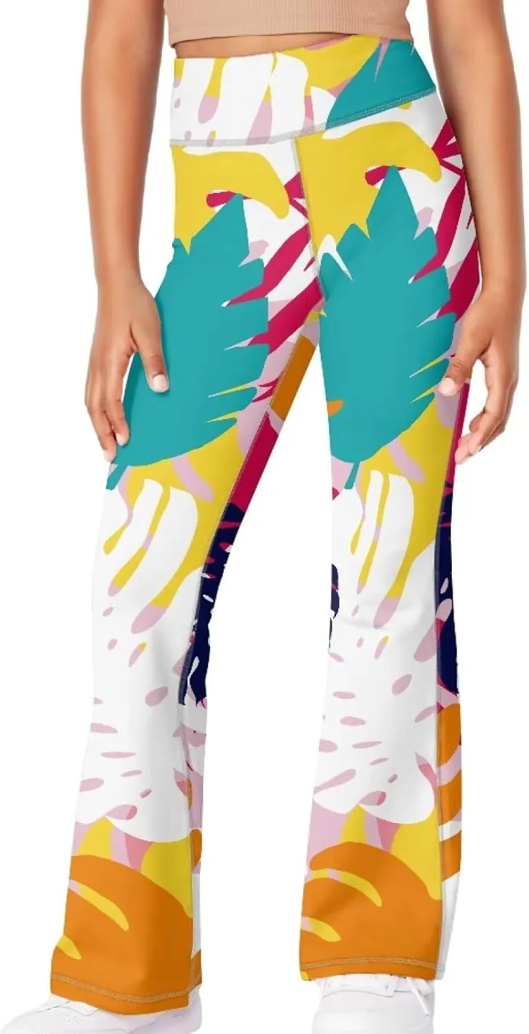 Girls' Flare Leggings Size 5-14T High Waisted Bottoms Pants Yoga Pants Casual Leggings for Girls