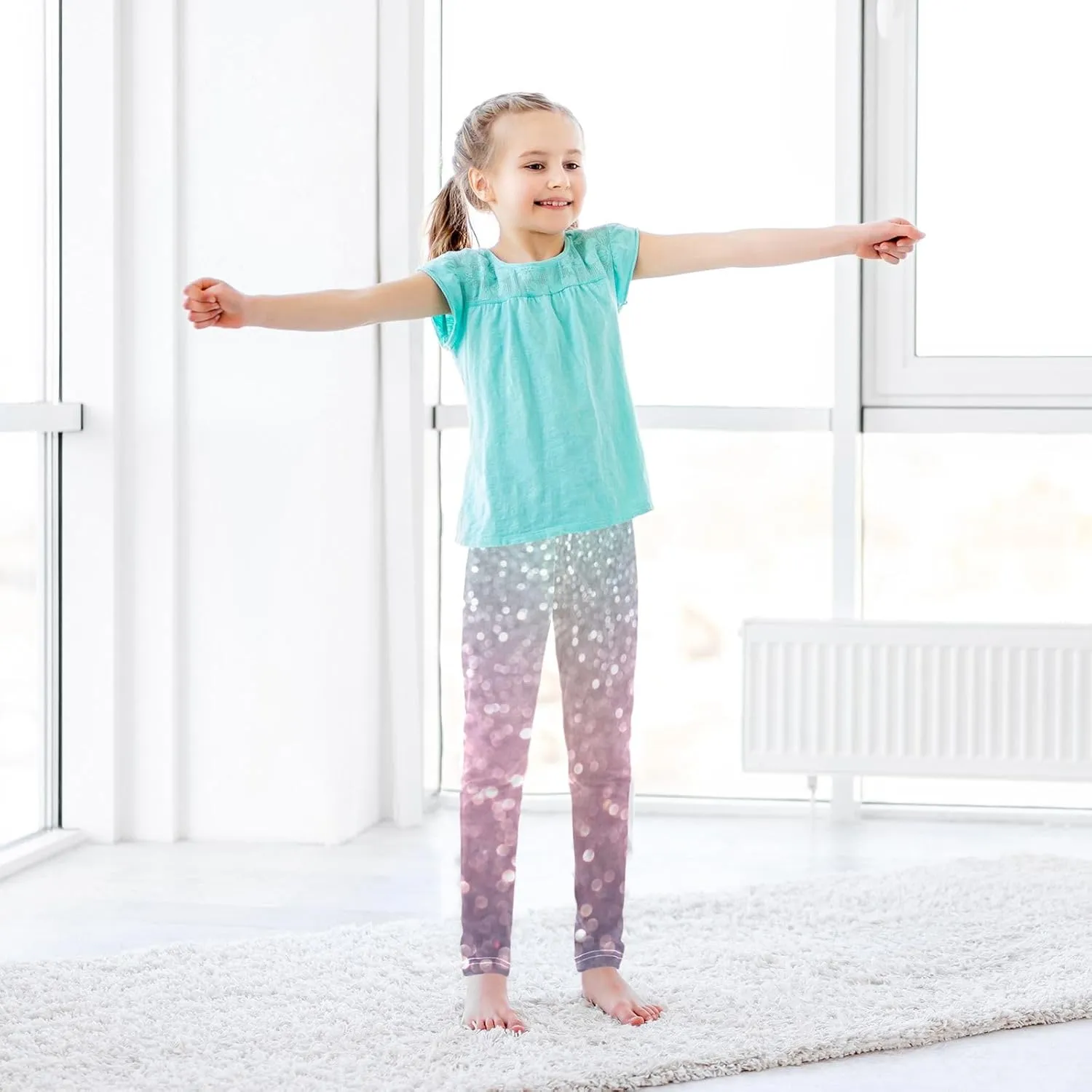 Girls Leggings Ankle Length Girls Printed Leggings Stretch Pants Comfortable Bottoms