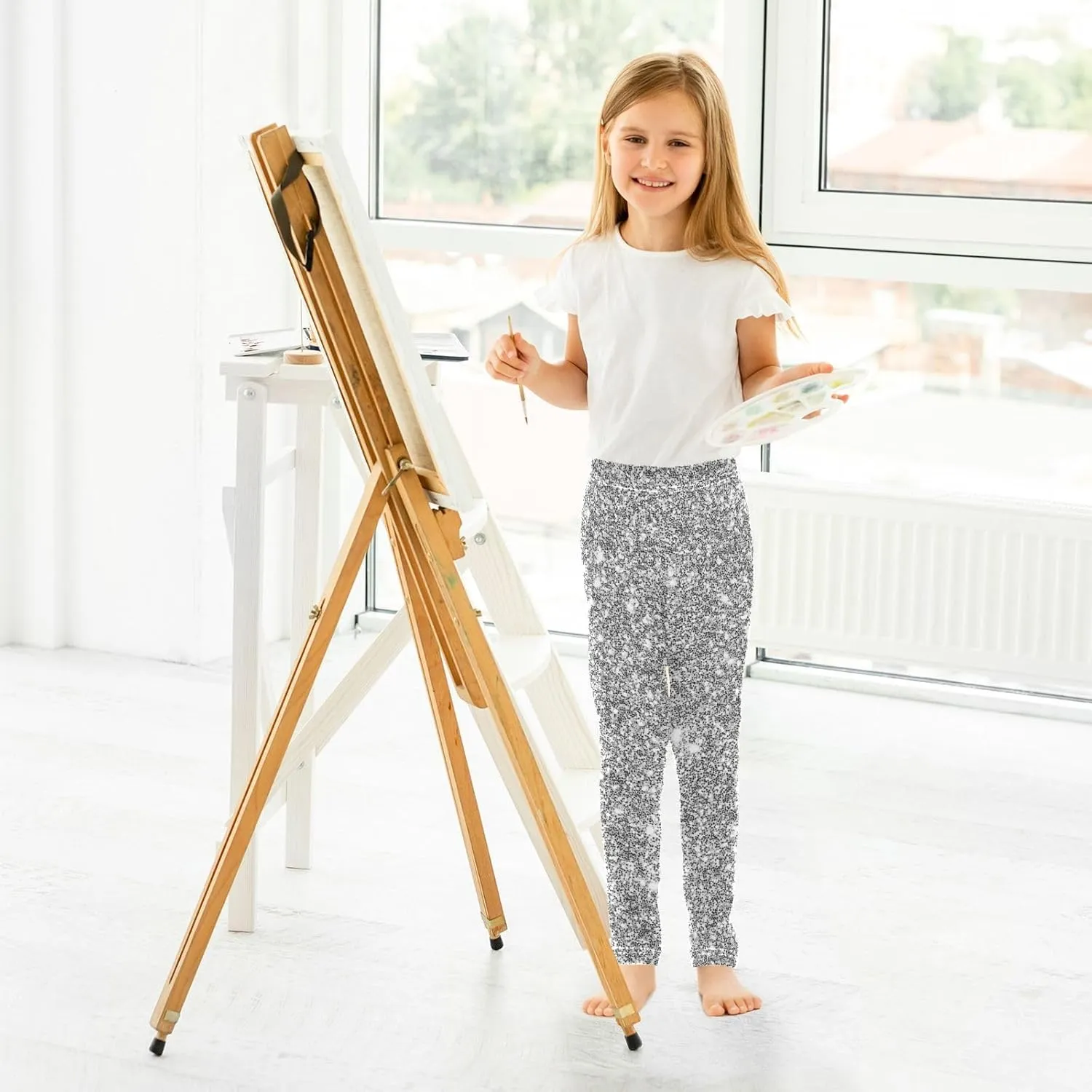 Girls Leggings Ankle Length Girls Printed Leggings Stretch Pants Comfortable Bottoms