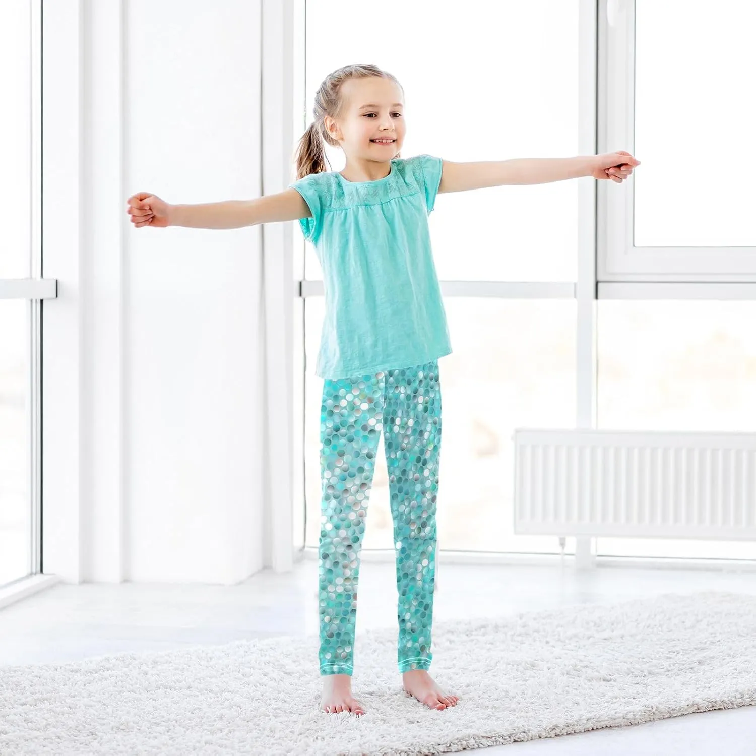 Girls Leggings Ankle Length Girls Printed Leggings Stretch Pants Comfortable Bottoms