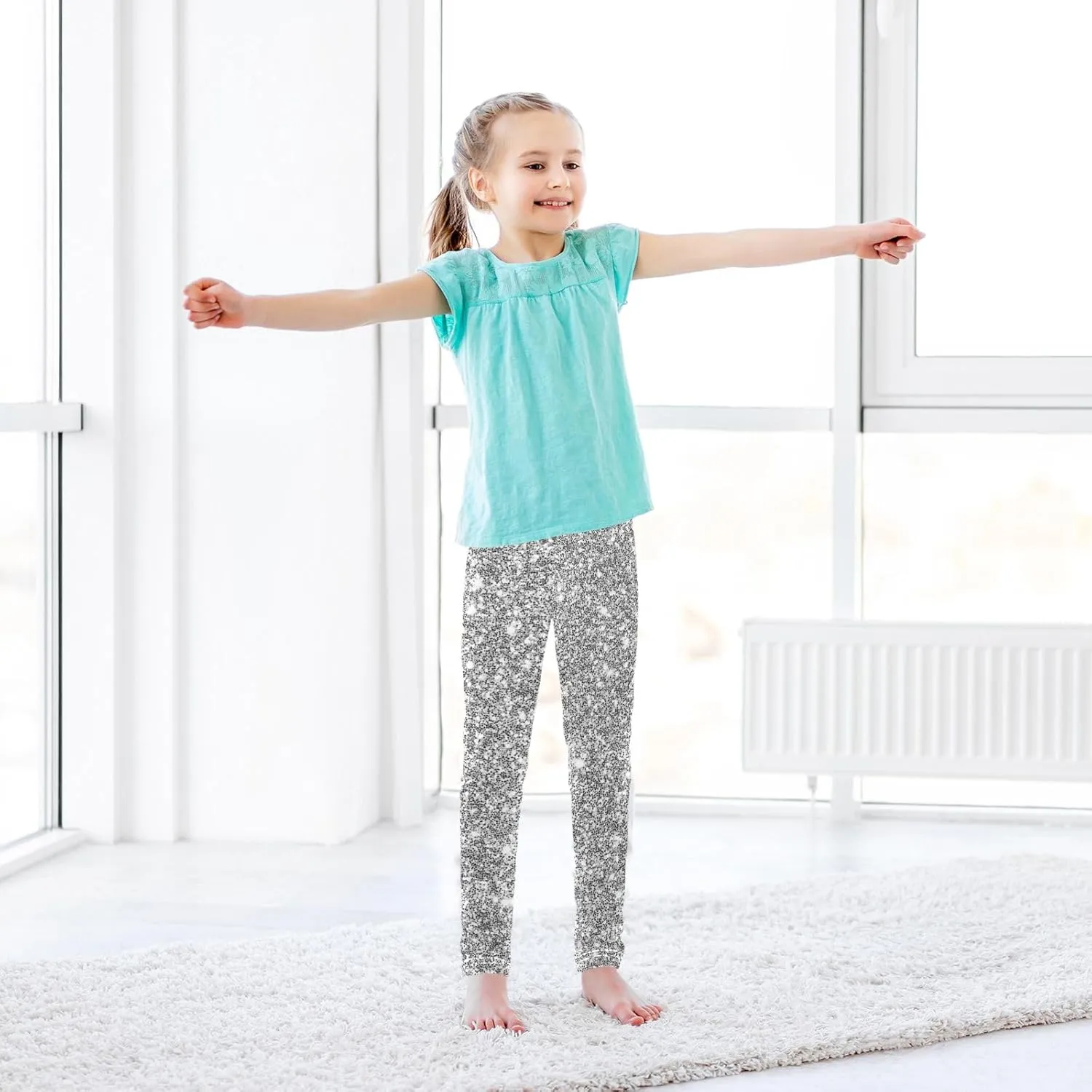 Girls Leggings Ankle Length Girls Printed Leggings Stretch Pants Comfortable Bottoms