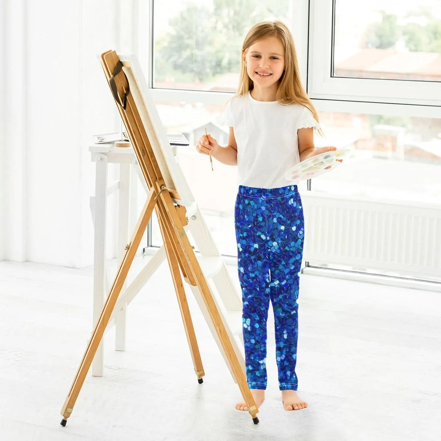 Girls Leggings Ankle Length Girls Printed Leggings Stretch Pants Comfortable Bottoms