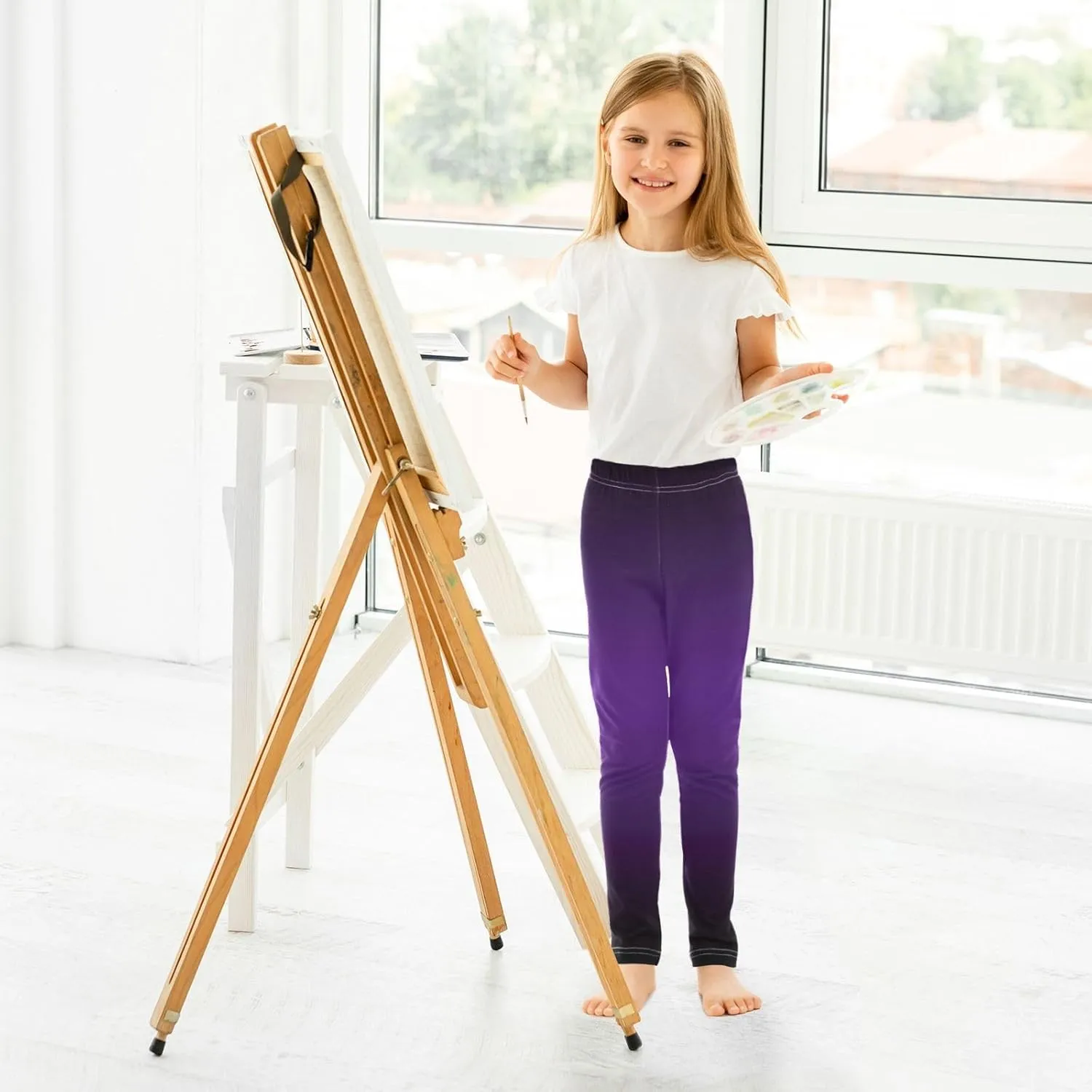Girls Leggings Ankle Length Girls Printed Leggings Stretch Pants Comfortable Bottoms