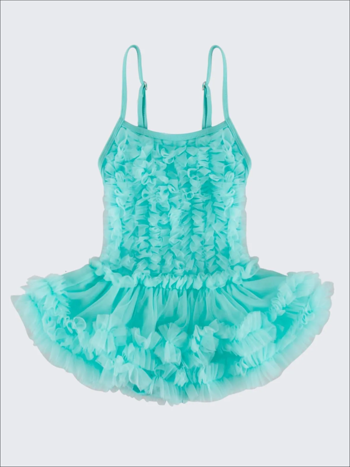 Girls Mesh Ruffled Skirted Tutu One Piece Swimsuit