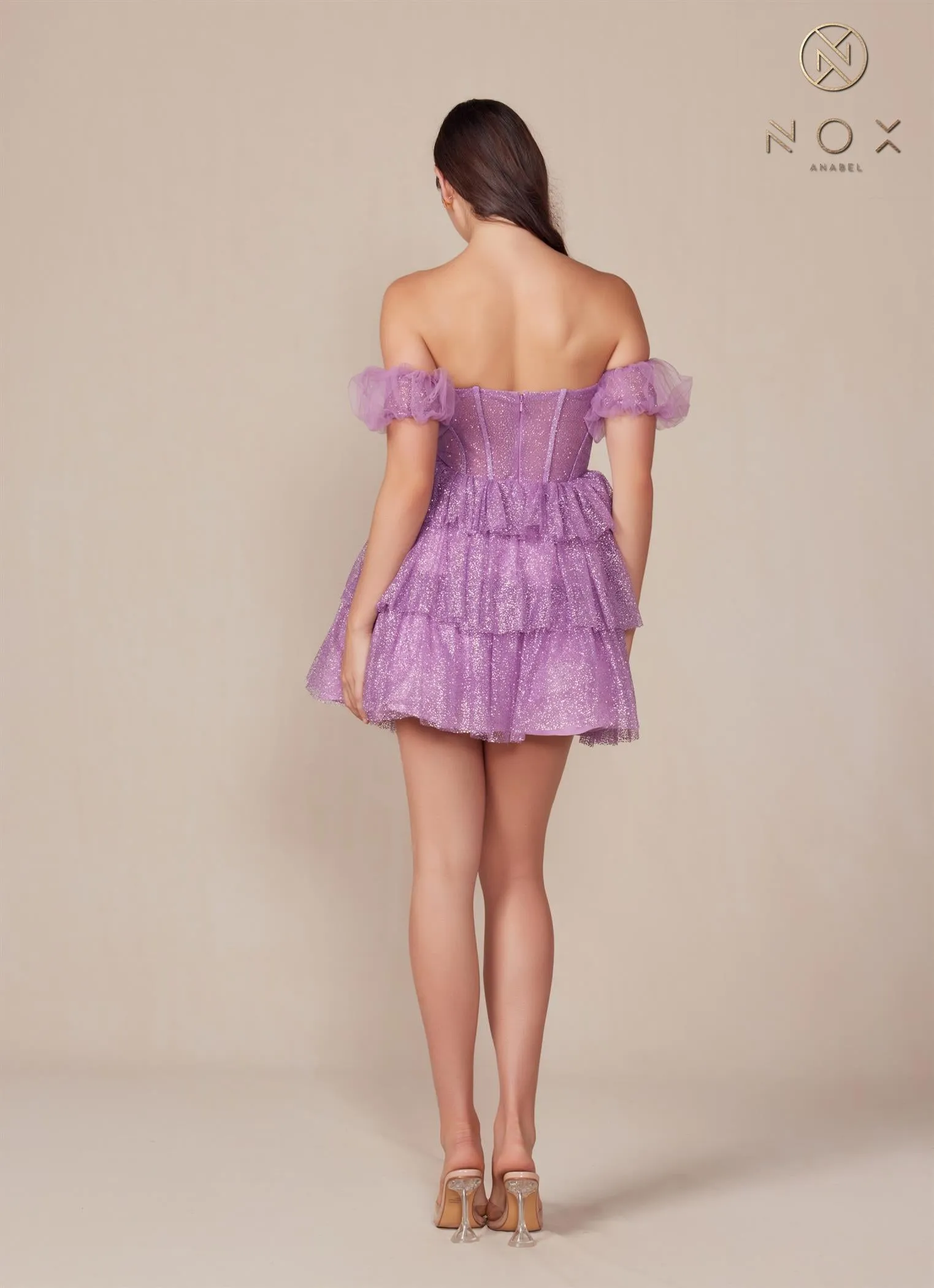 Glitter Short Tiered A-line Dress_Y860