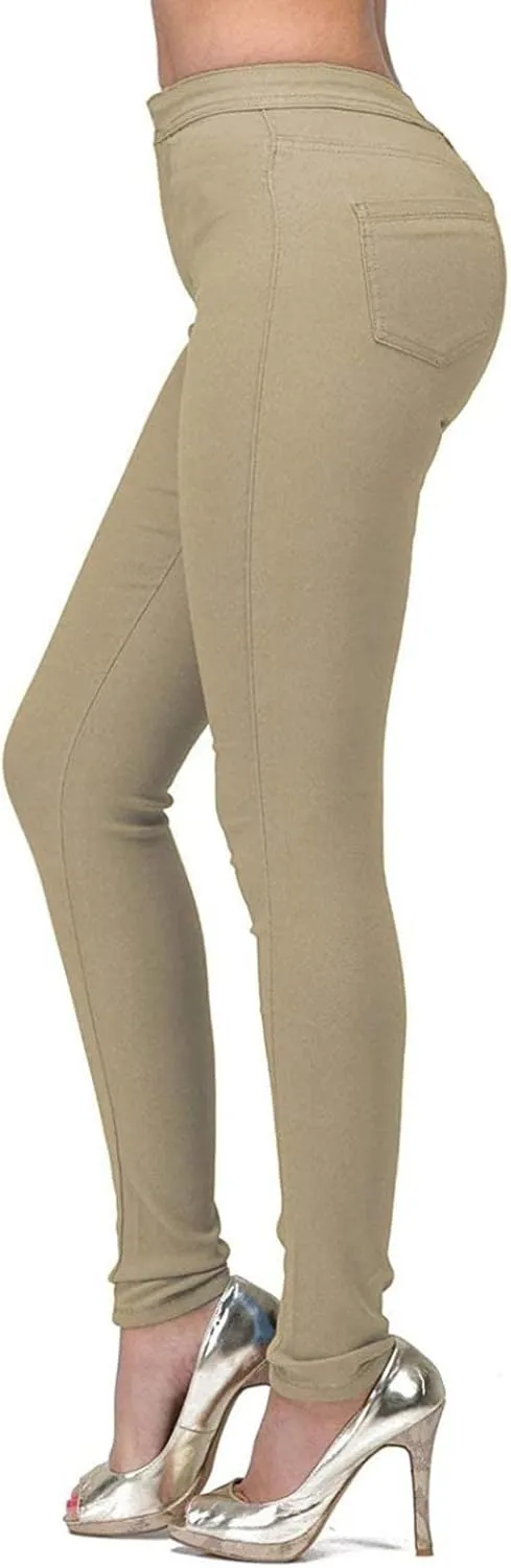 GOKKILRW Women's Stretch Jeggings with Pockets High Wasit Pull-On Slimming Butt Lift Skinny Jeans Pencil Denim Pants Tights