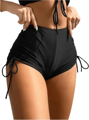 GORGLITTER Women's Bow High Waisted Swim Suit Bottoms Sexy Thong Bikini Bottoms Summer Bathing Suit Tummy Control
