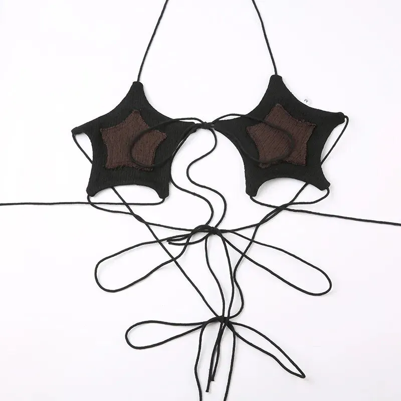 Gothic Star Pattern Lace Up Bandage Top