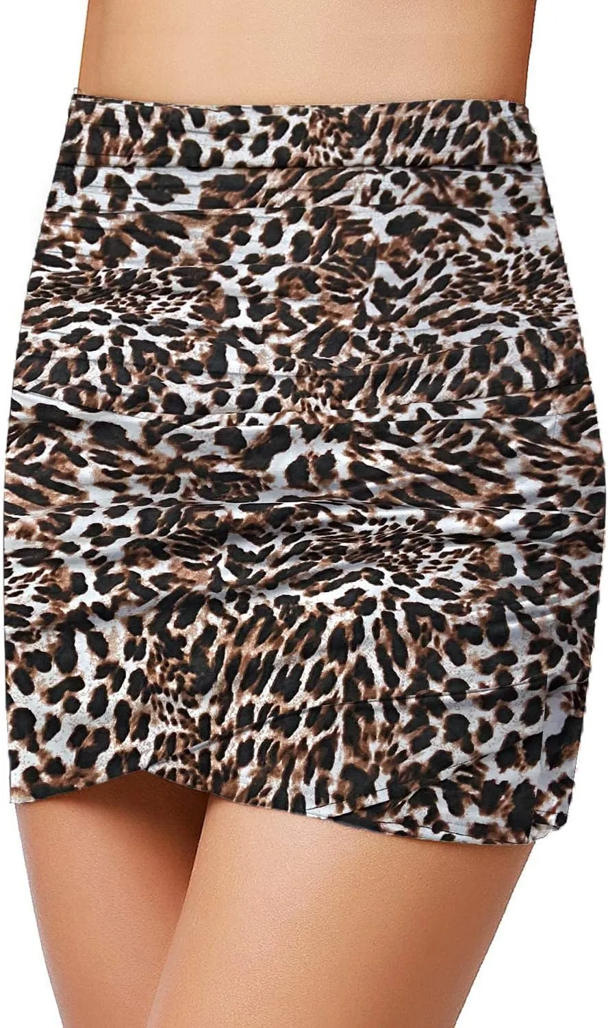 GRAPENT Women's High Waisted Bikini Bottoms Ruched Swimsuit Tulip Hem Swim Skirt