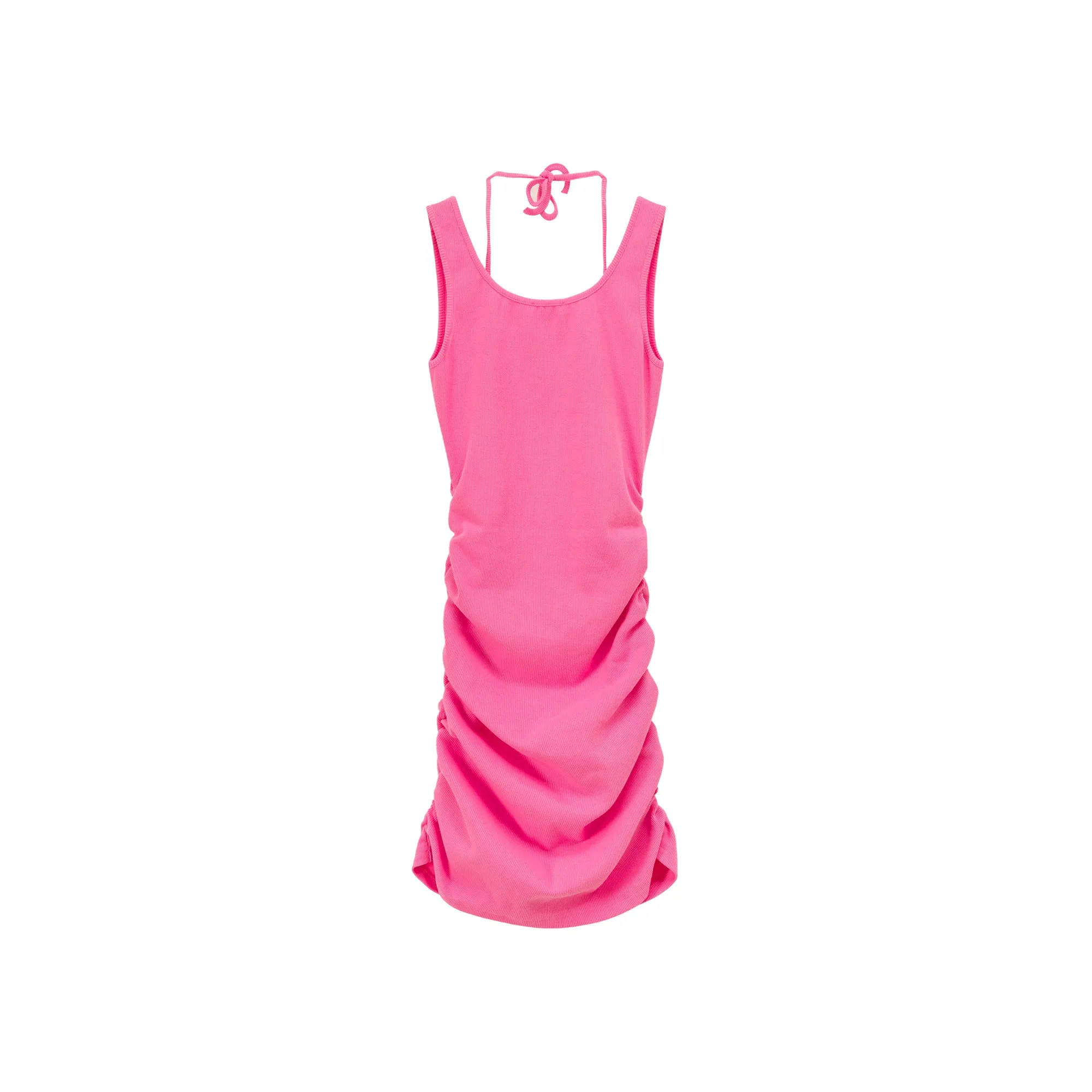 Halter Neck Shirring Sleeveless Dress