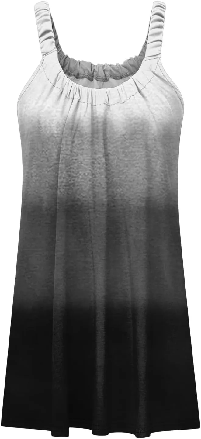 Hawaiian Dresses for Women Cute Summer Gradient Color Block Sleeveless Short Sundresses Travel Spring Break Clothes