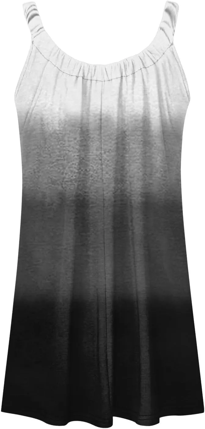 Hawaiian Dresses for Women Cute Summer Gradient Color Block Sleeveless Short Sundresses Travel Spring Break Clothes