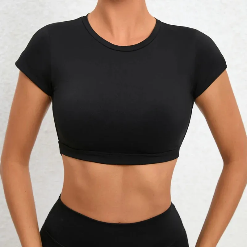 Hearuisavy Sports Shirts Breathable Workout Crop Tops Women