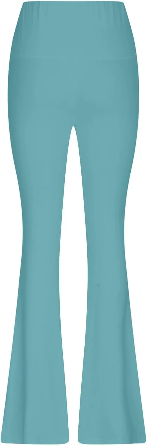 High Compression Leggings for Women, Yoga Pants No Front Seam,Tummy Control Scrubs,Bootcut Leggings with Pockets