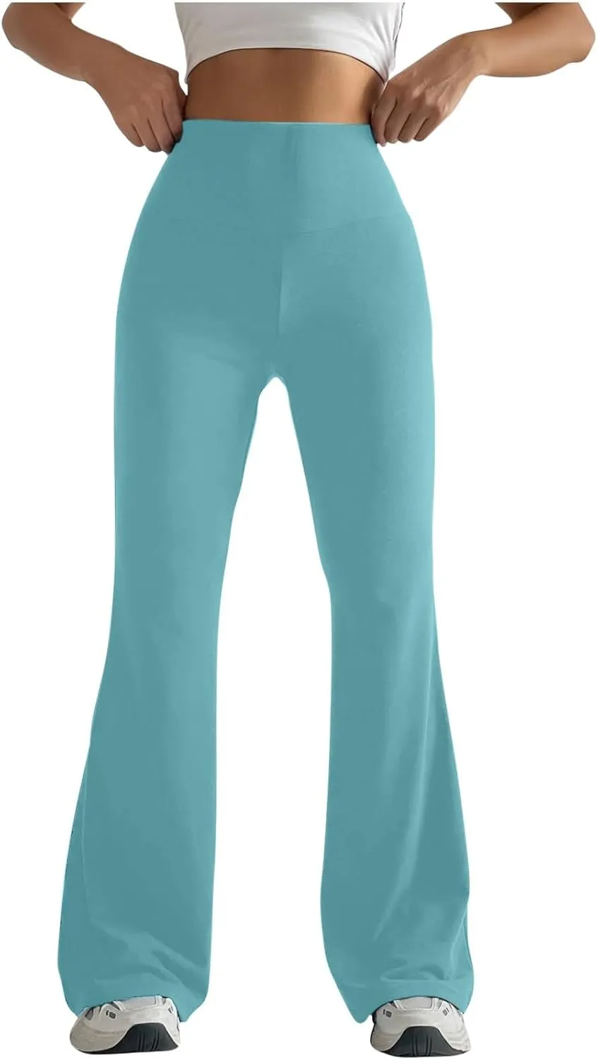 High Compression Leggings for Women, Yoga Pants No Front Seam,Tummy Control Scrubs,Bootcut Leggings with Pockets