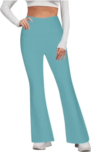 High Compression Leggings for Women, Yoga Pants No Front Seam,Tummy Control Scrubs,Bootcut Leggings with Pockets